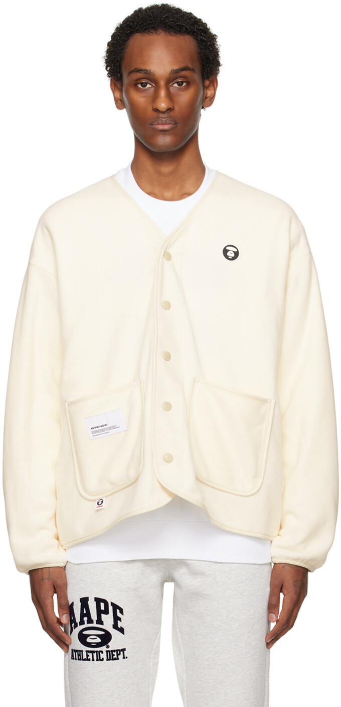 

Кремового цвета Кардиган с Y-образным вырезом Aape By A Bathing Ape
