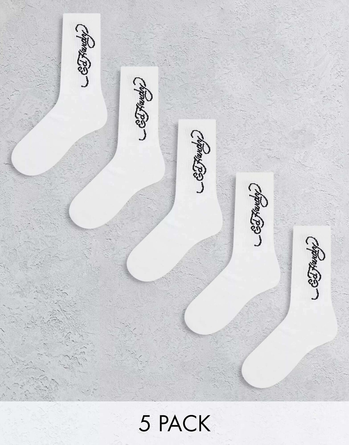 

5 пар белых спортивных носков с жаккардовым логотипом Ed Hardy Montal