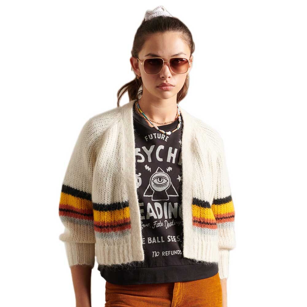 

Кардиган Superdry Alpaca Blend Stripe, бежевый