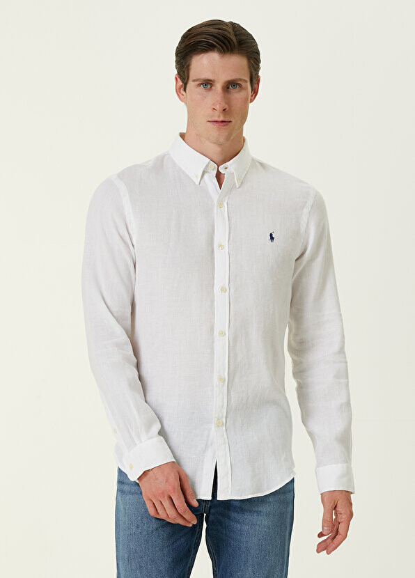 

Белая льняная рубашка Polo Ralph Lauren