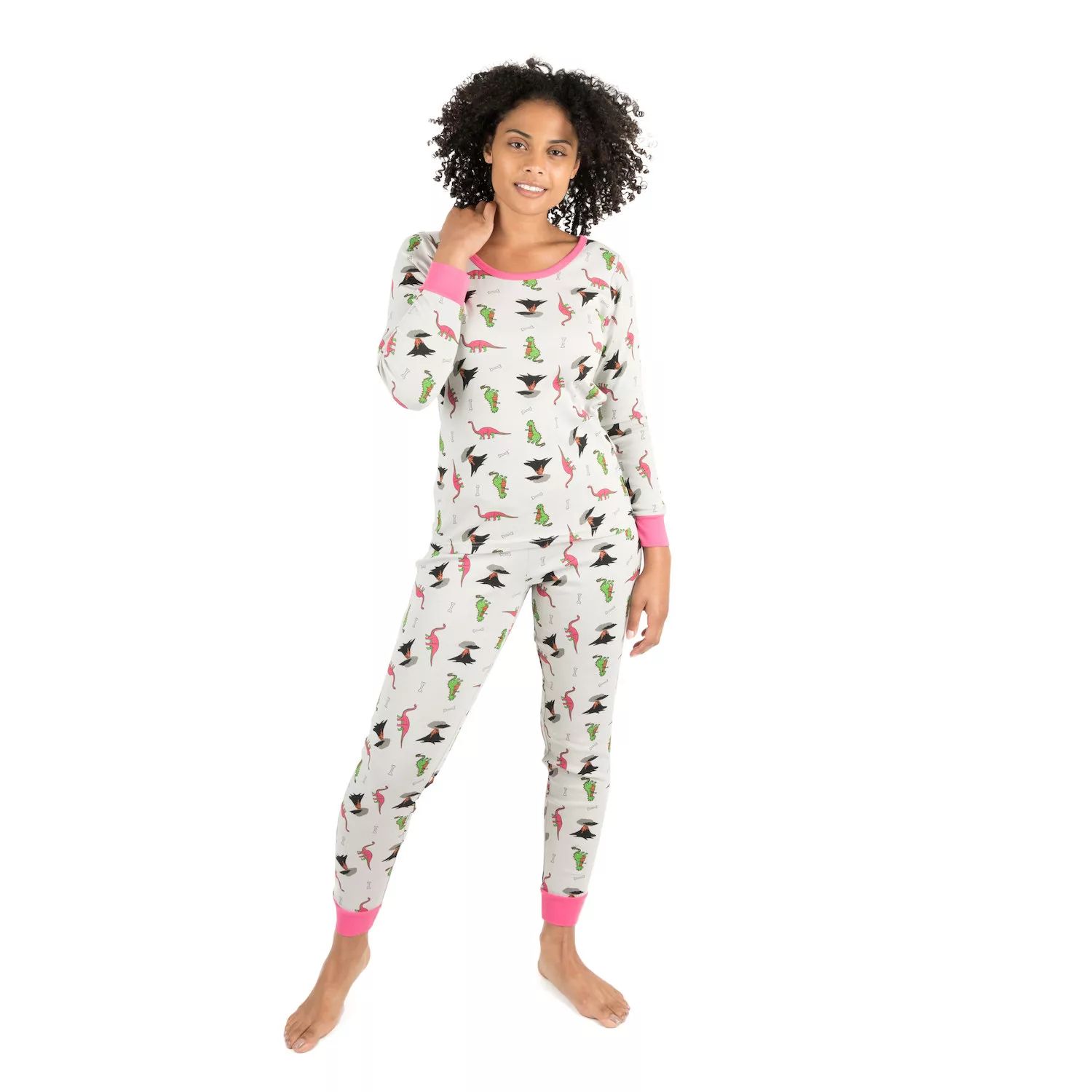 Женская хлопковая пижама из двух частей Leveret, цвет динозавра, серая Leveret