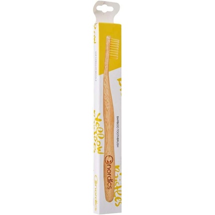 Эко-бамбуковая зубная щетка с желтой щетиной, Nordics Organic Care маленькая бамбуковая зубная щетка с мягкой щетиной белый ekoloco