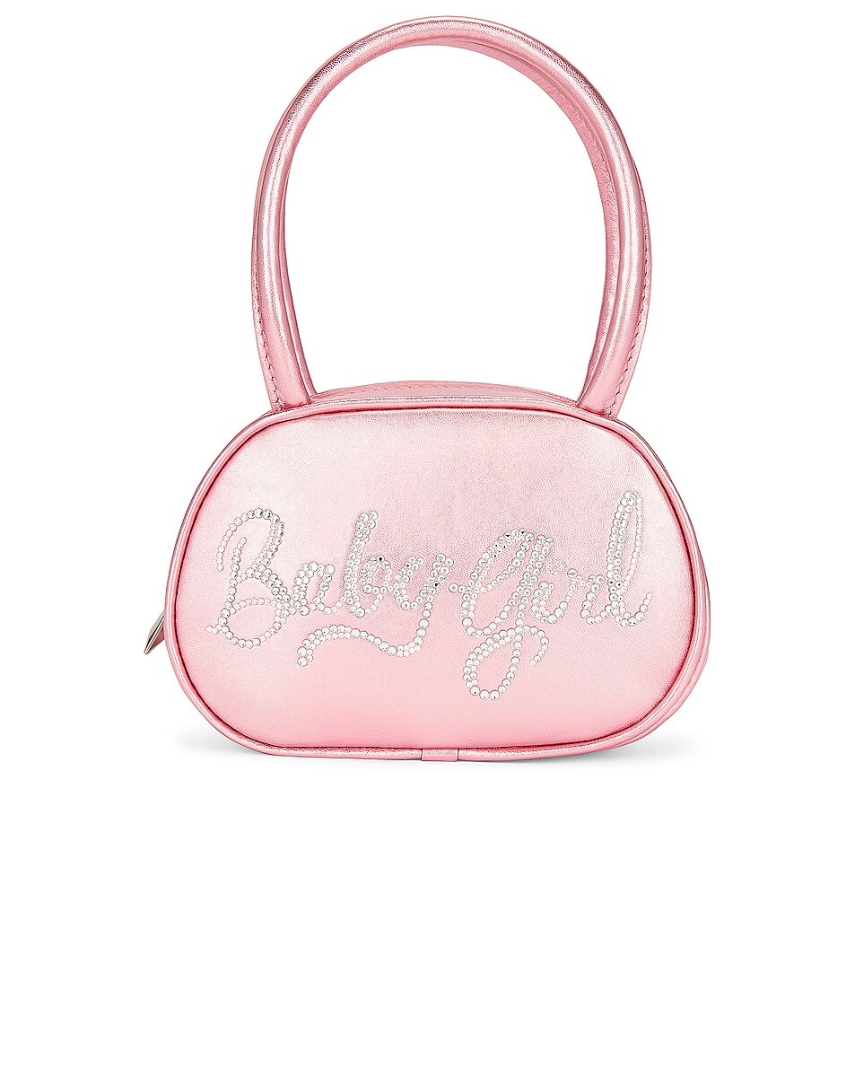 

Сумка-клатч Amina Muaddi Super Amini Metallic Babygirl, цвет Light Baby Pink
