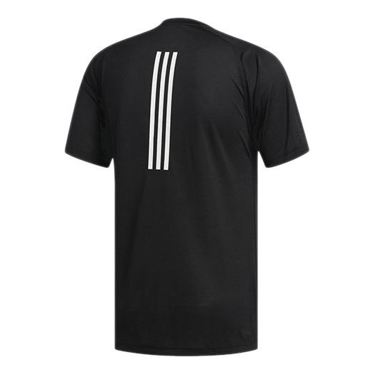Футболка Adidas Sports Training 3-Stripes Round Neck Short Sleeve 'Black Cloud White', черный