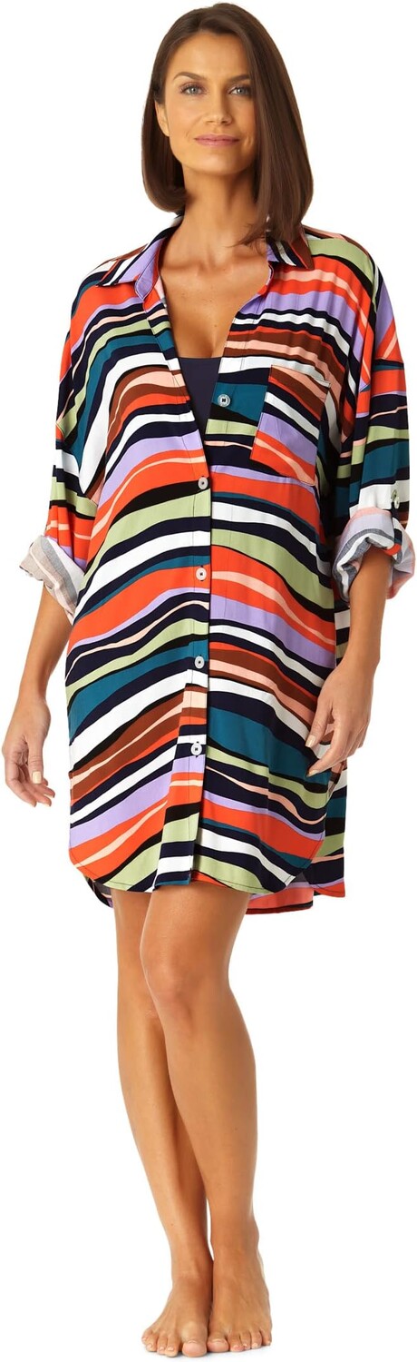 

Накидка Boyfriend Button-Down Cover-Up Shirt Anne Cole, цвет Multicolor
