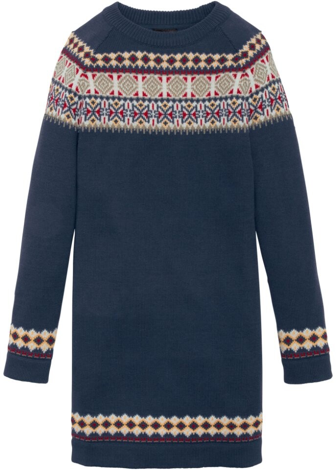 

Трикотажное платье для девочки с норвежским узором Bpc Bonprix Collection, синий