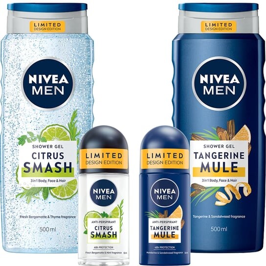 

Набор косметики для ухода за телом, 4 шт. Nivea Men, Tangerine Mule & Citrus Smash