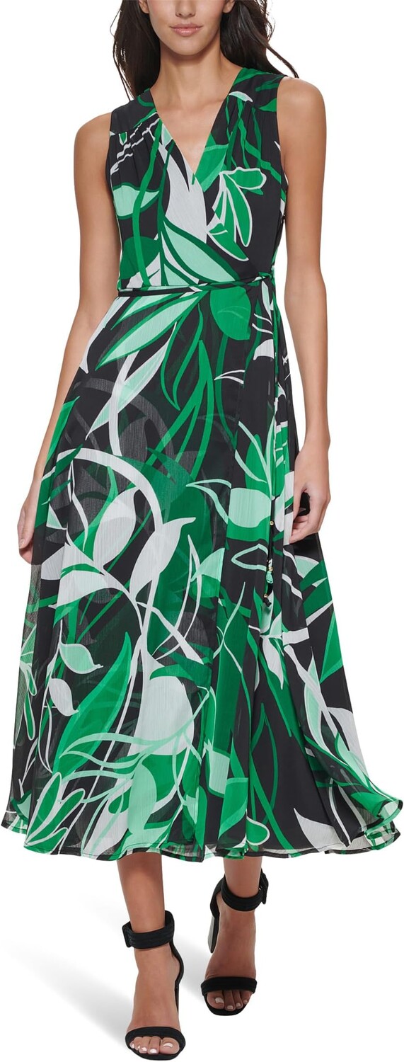 

Платье Calvin Klein V-Neck Chiffon Midi Dress, цвет Fern Multi