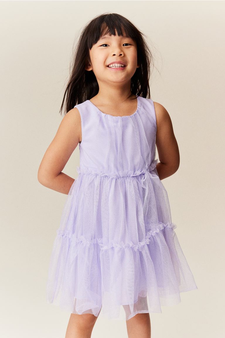 Платье из тюля с воланами H&M, фиолетовый