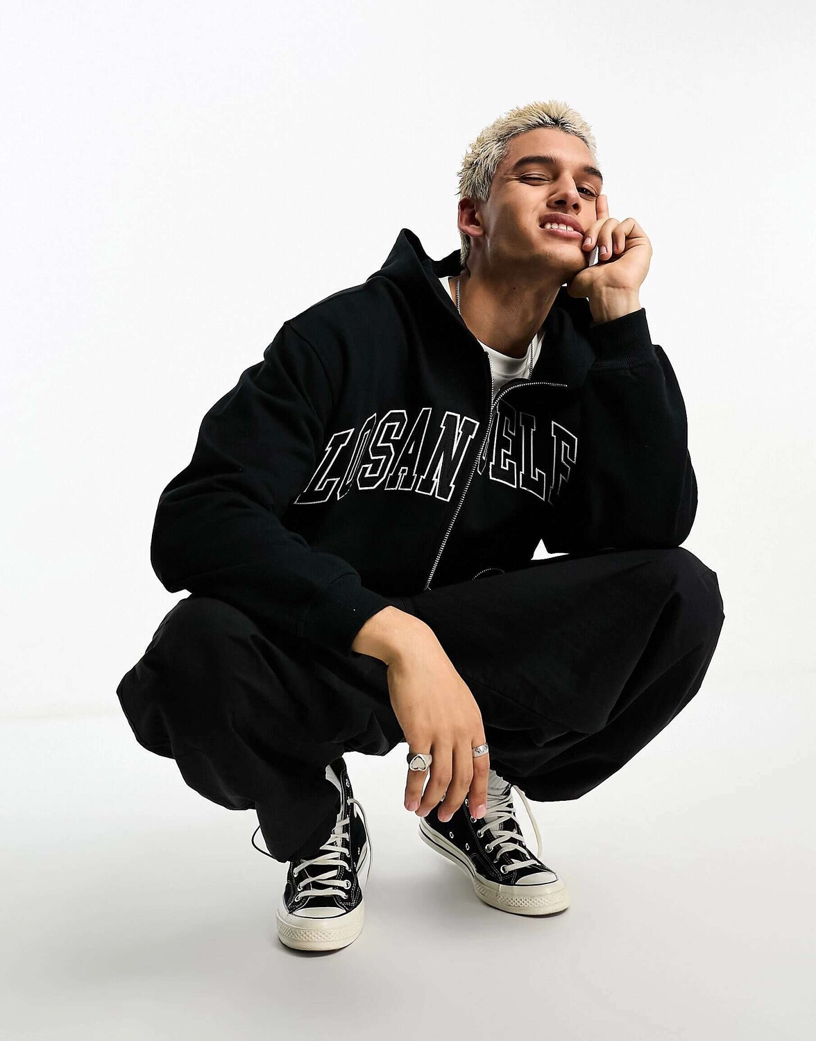

Черная худи на молнии Pacsun los angeles