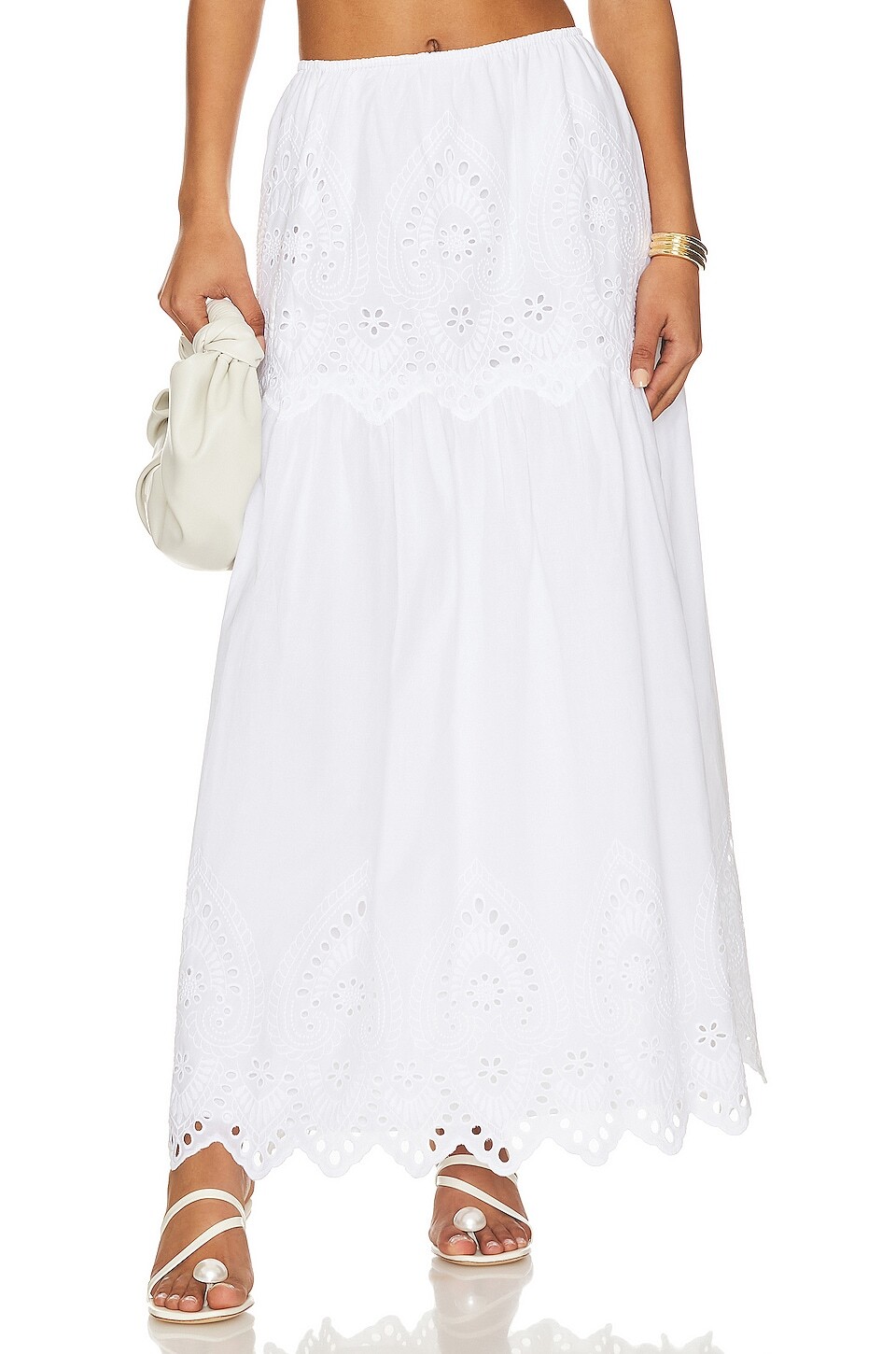 

Юбка макси LPA Francesca Eyelet, белый