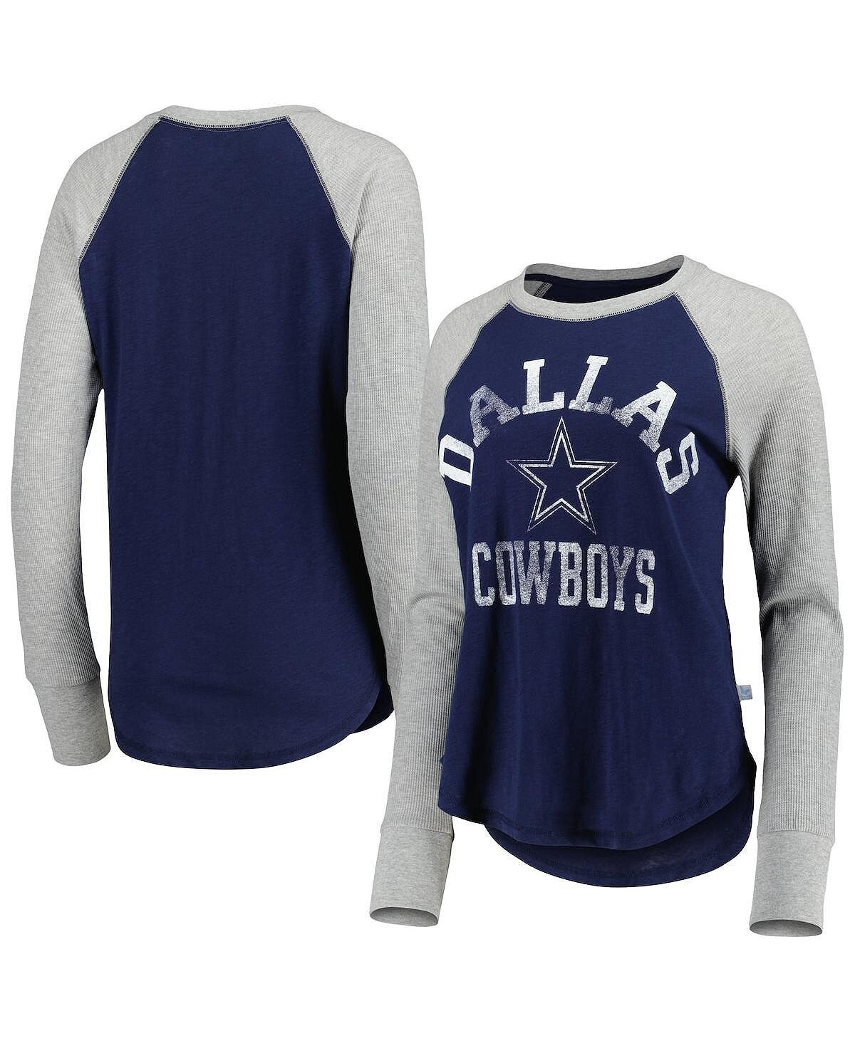 

Женская темно-синяя футболка с длинным рукавом Dallas Cowboys вафельного реглан Touch, темно-синий