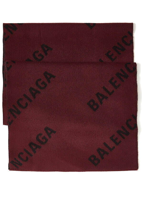 

Коричневый женский шерстяной жаккардовый шарф с логотипом Balenciaga