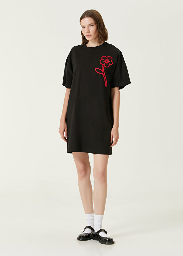 

Черное мини-платье-футболка с логотипом Kenzo, Черный
