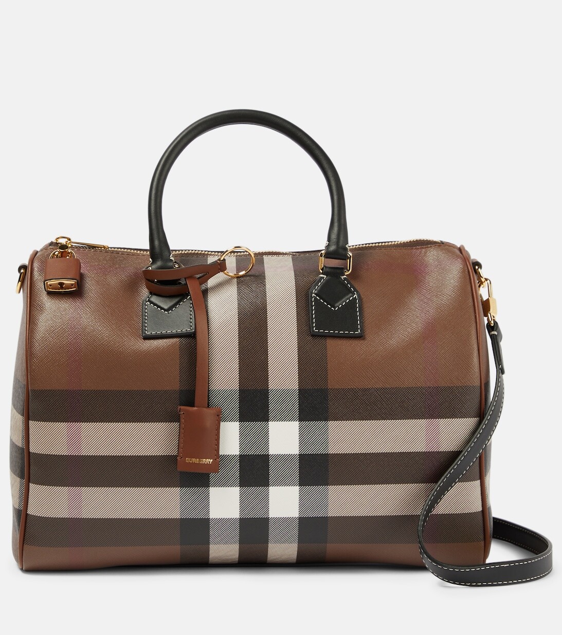 

Сумка-тоут из парусины в клетку Burberry, коричневый