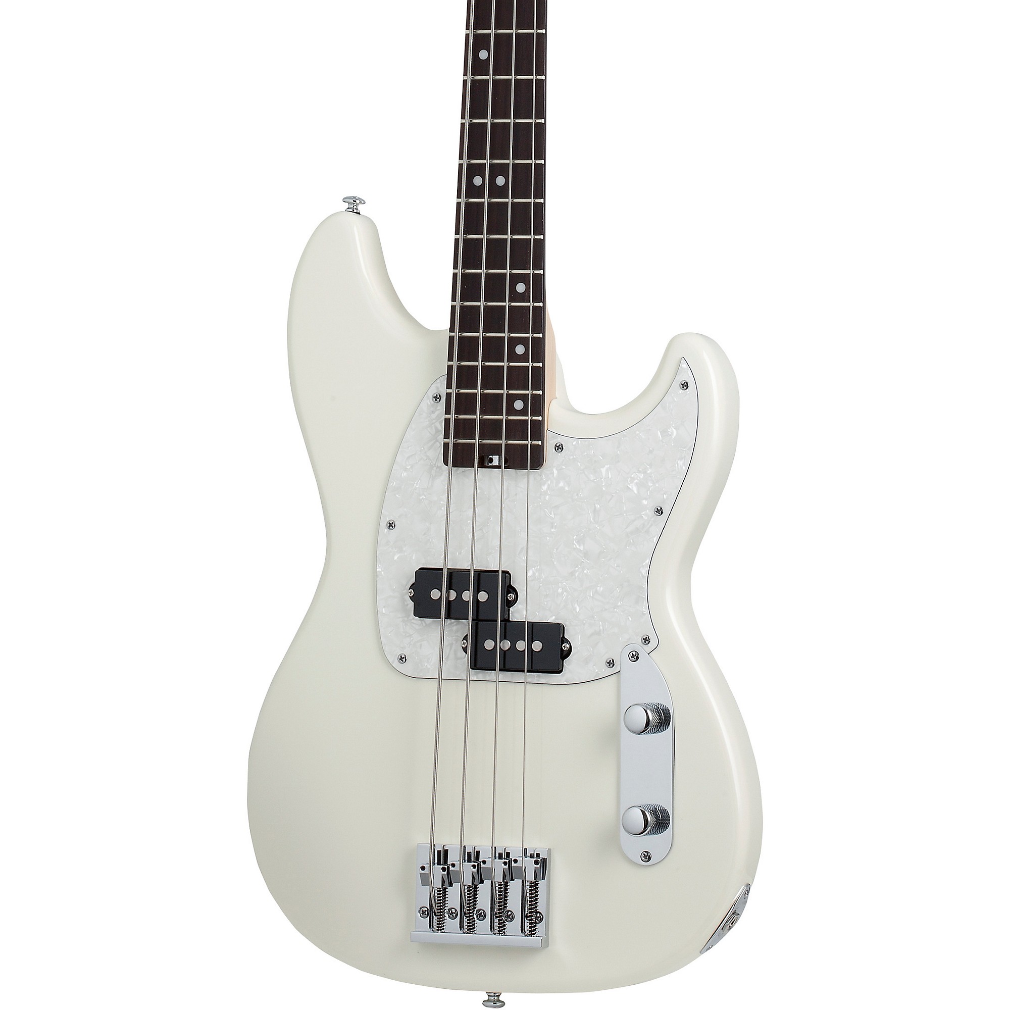 цена Schecter Guitar Research Banshee 4-струнная электрическая бас-гитара с короткой мензурой Olympic White White Pearloid Pickguard