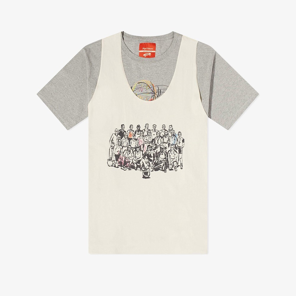 

Футболка Nigel Cabourn Twofer T-Shirt Grey Marl Vans, серый