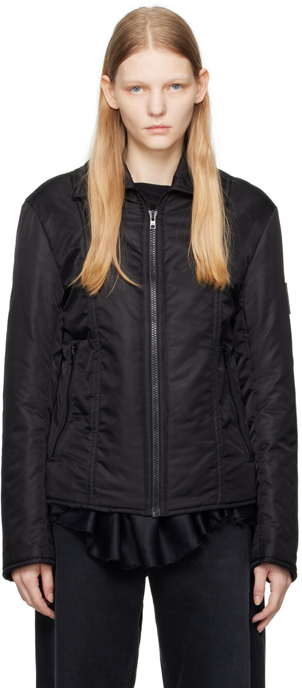 

Черная куртка с нашивками MM6 Maison Margiela, Черный, Черная куртка с нашивками MM6 Maison Margiela