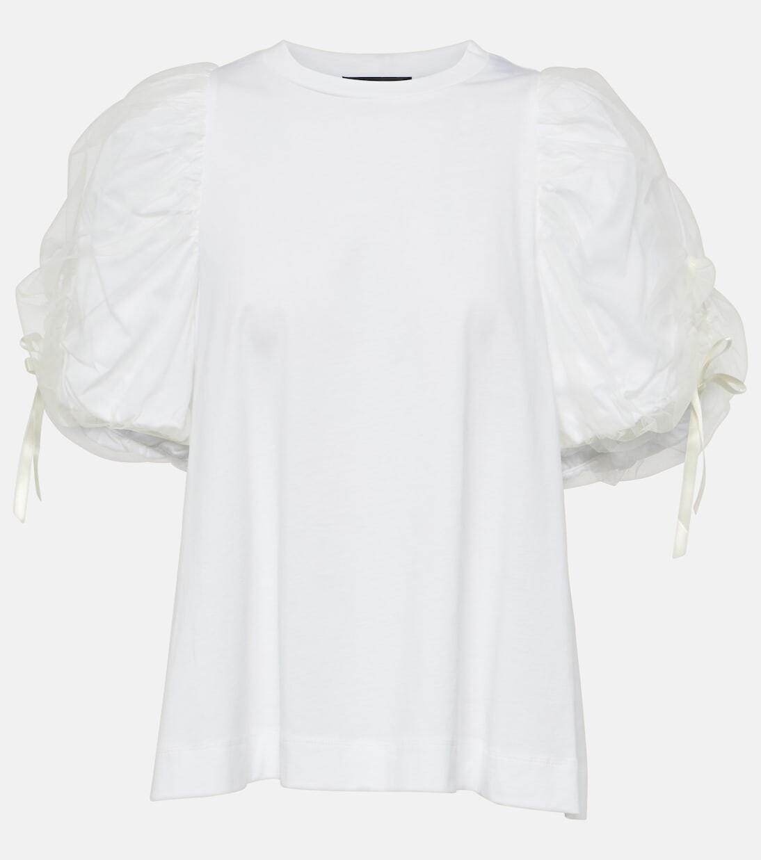 

Футболка из хлопка и тюля с бантом Simone Rocha, белый