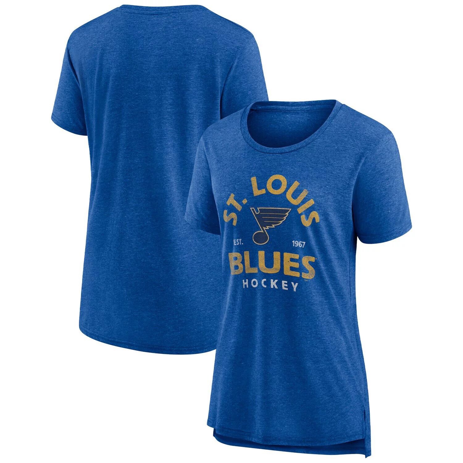 

Женская футболка Fanatics с логотипом Heather Blue St. Louis Blues Vintage Arch Tri-Blend Fanatics