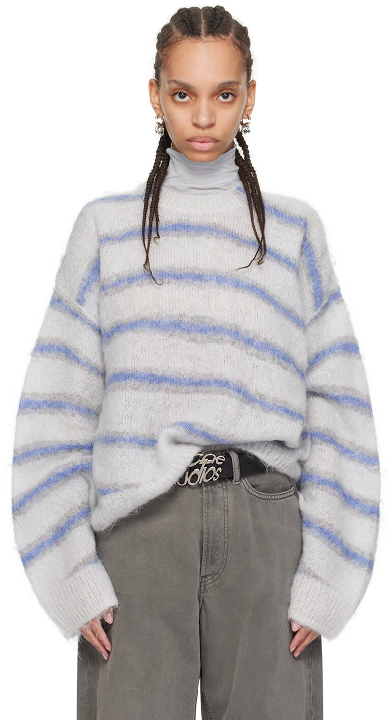 

Свитер в серо-синюю полоску Acne Studios, цвет Light grey/Sweet blue