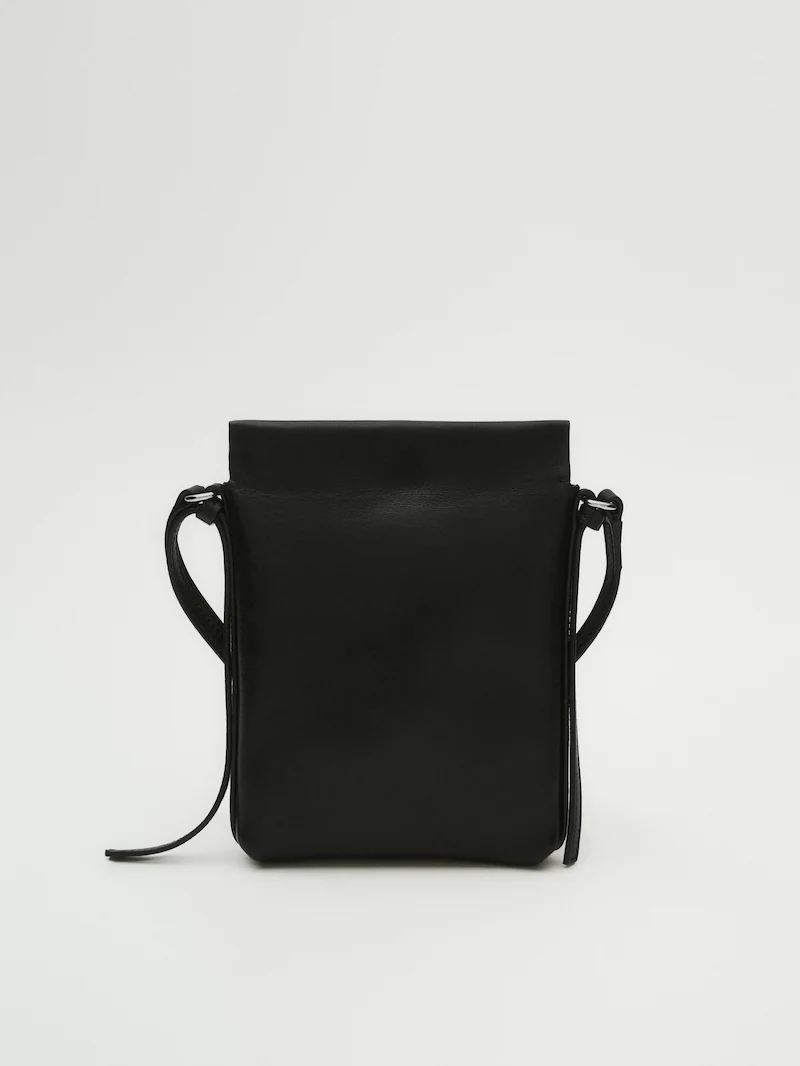 

Миниатюрная сумка через плечо из кожи наппа Massimo Dutti, черный