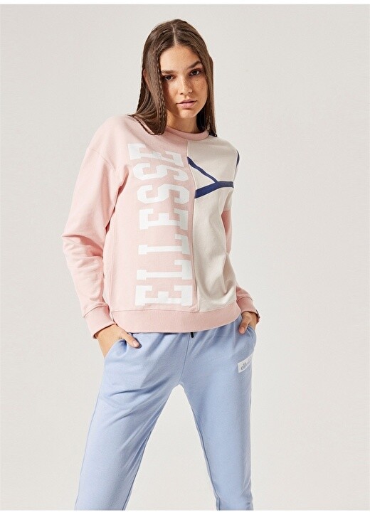 

Розовый женский свитшот с круглым вырезом с принтом Ellesse