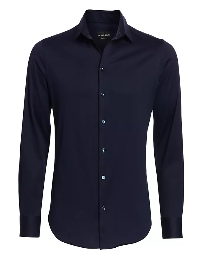 Спортивная рубашка из джерси Giorgio Armani, темно-синий шелковистая джинсовая спортивная рубашка giorgio armani черный