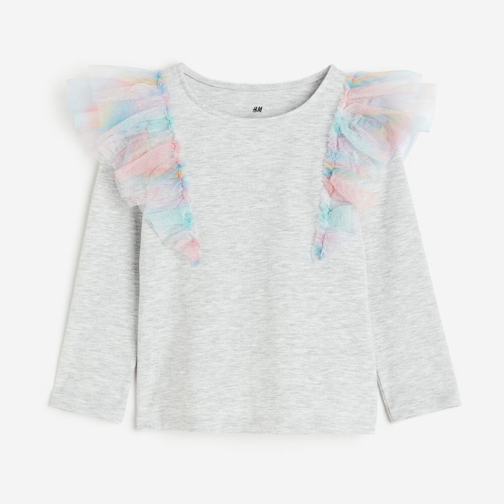 

Топ H&M Kids Ruffle-trimmed, светло-серый