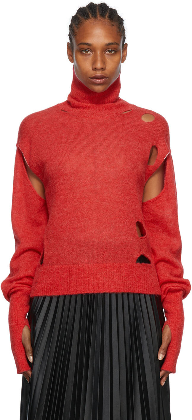 

Красный рваный свитер MM6 Maison Margiela