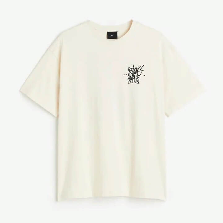 

Футболка с принтом H&M Boring Pals Relaxed Fit, молочный