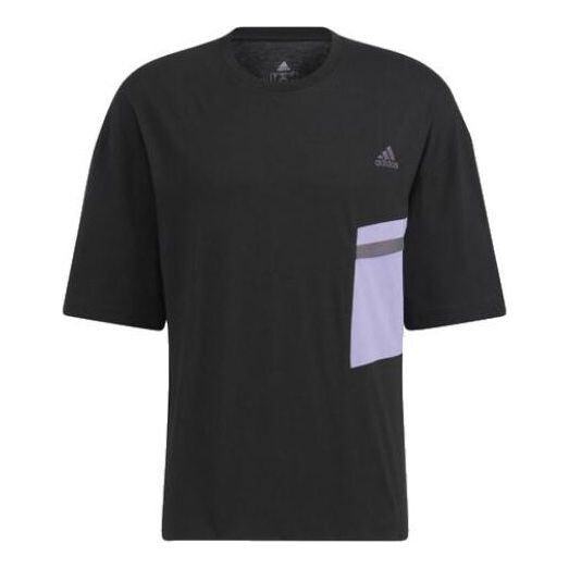 

Футболка Adidas Logo Splicing Round Neck Pullover Short Sleeve mens Black T-Shirt, Черный