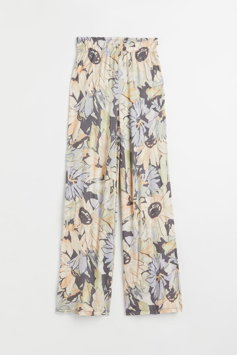 

Широкие брюки из джерси H&M, серый/цветы