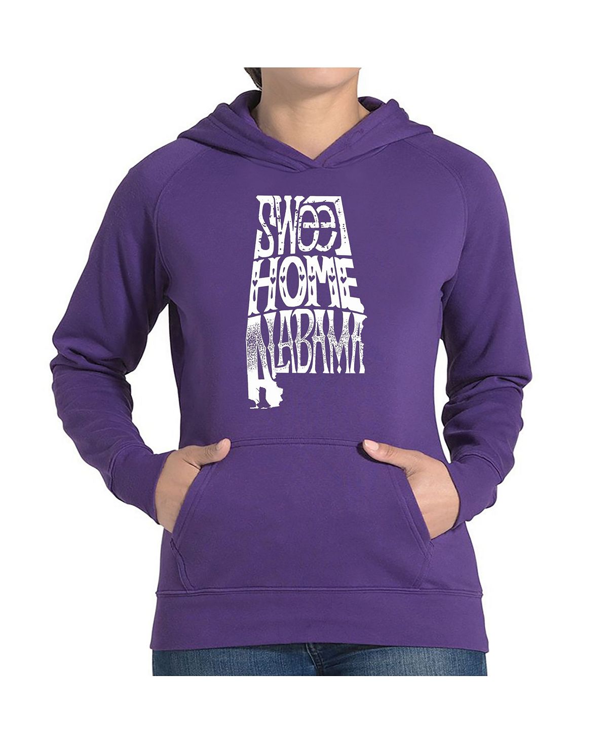 Женская толстовка с капюшоном и надписью word art - sweet home alabama LA Pop Art, фиолетовый