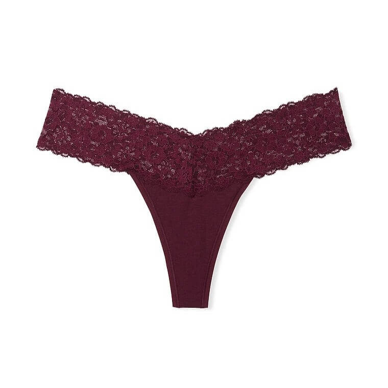 

Трусики-стринги Victoria's Secret The Lacie Lace-Waist Cotton, бордовый