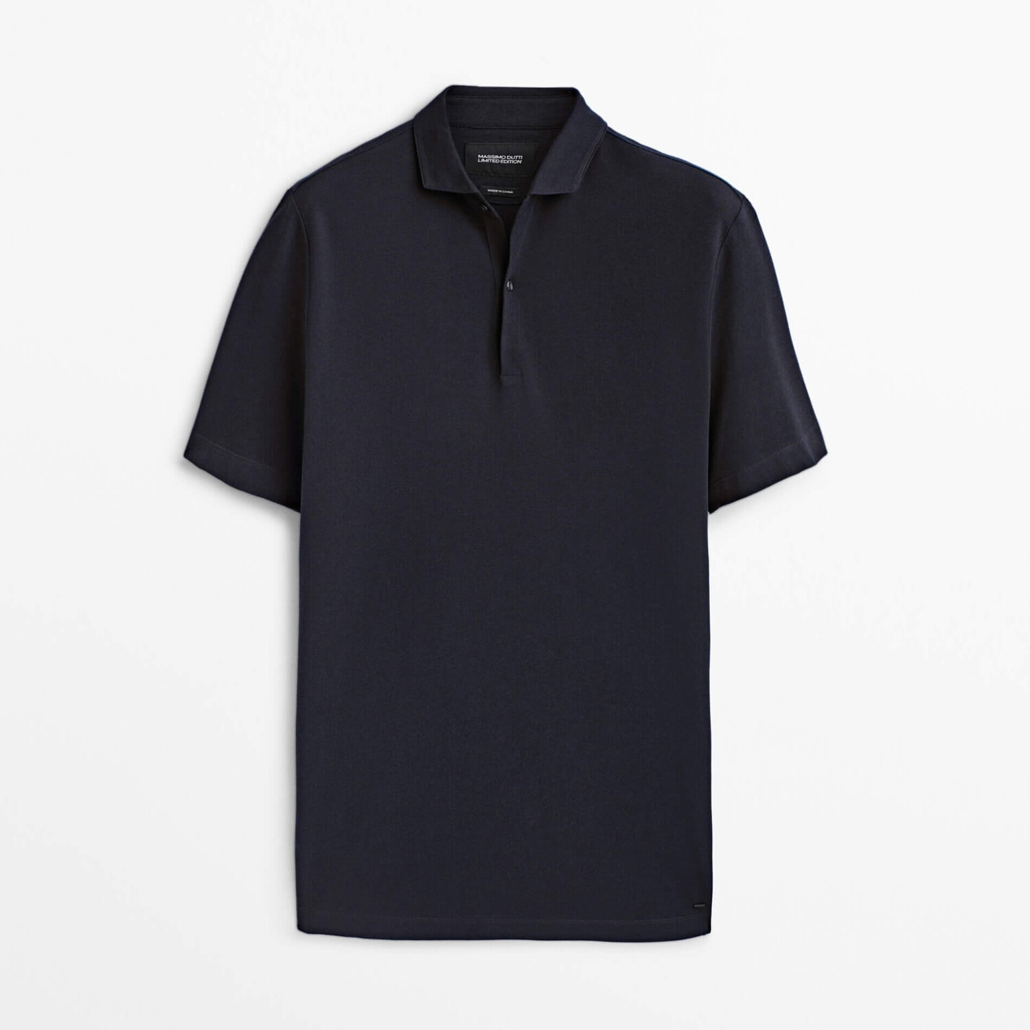 

Поло Massimo Dutti Cotton Linen Blend, темно-синий