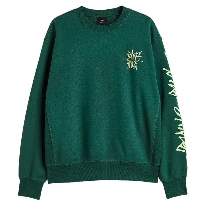 

Свитшот H&M Boring Pals Oversized Fit, зеленый