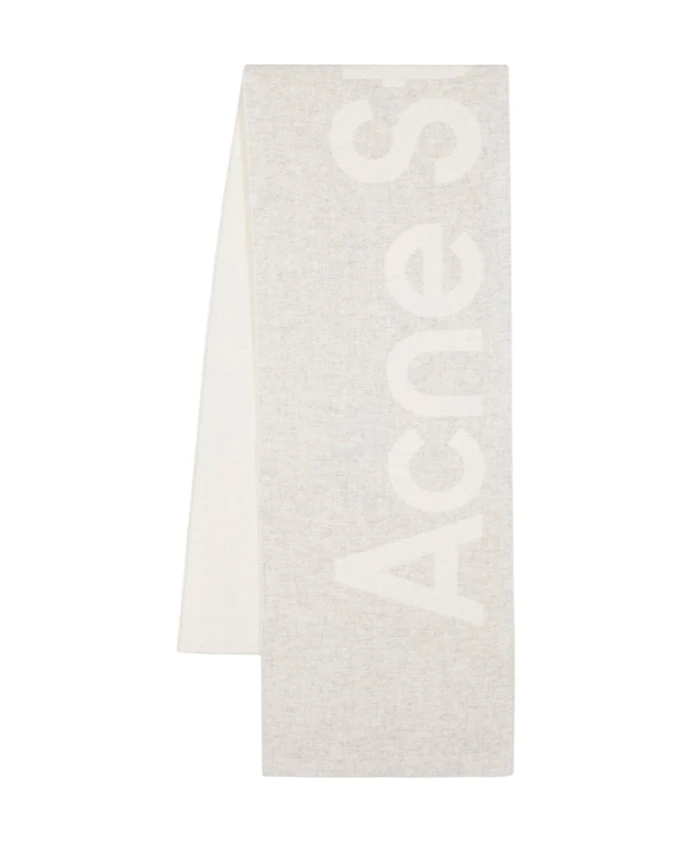 

Жаккардовый шерстяной шарф с логотипом Acne Studios, серый