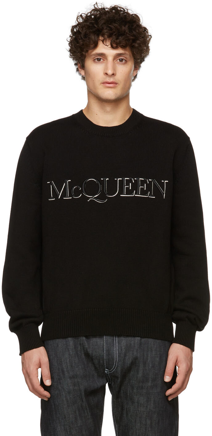 

Черный вязаный свитер с вышивкой Alexander McQueen