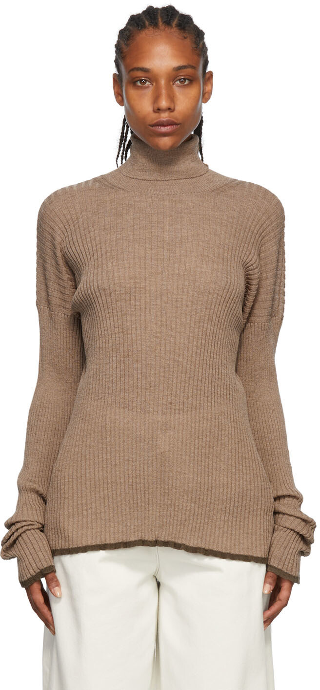 

Светло-коричневая шерстяная водолазка MM6 Maison Margiela