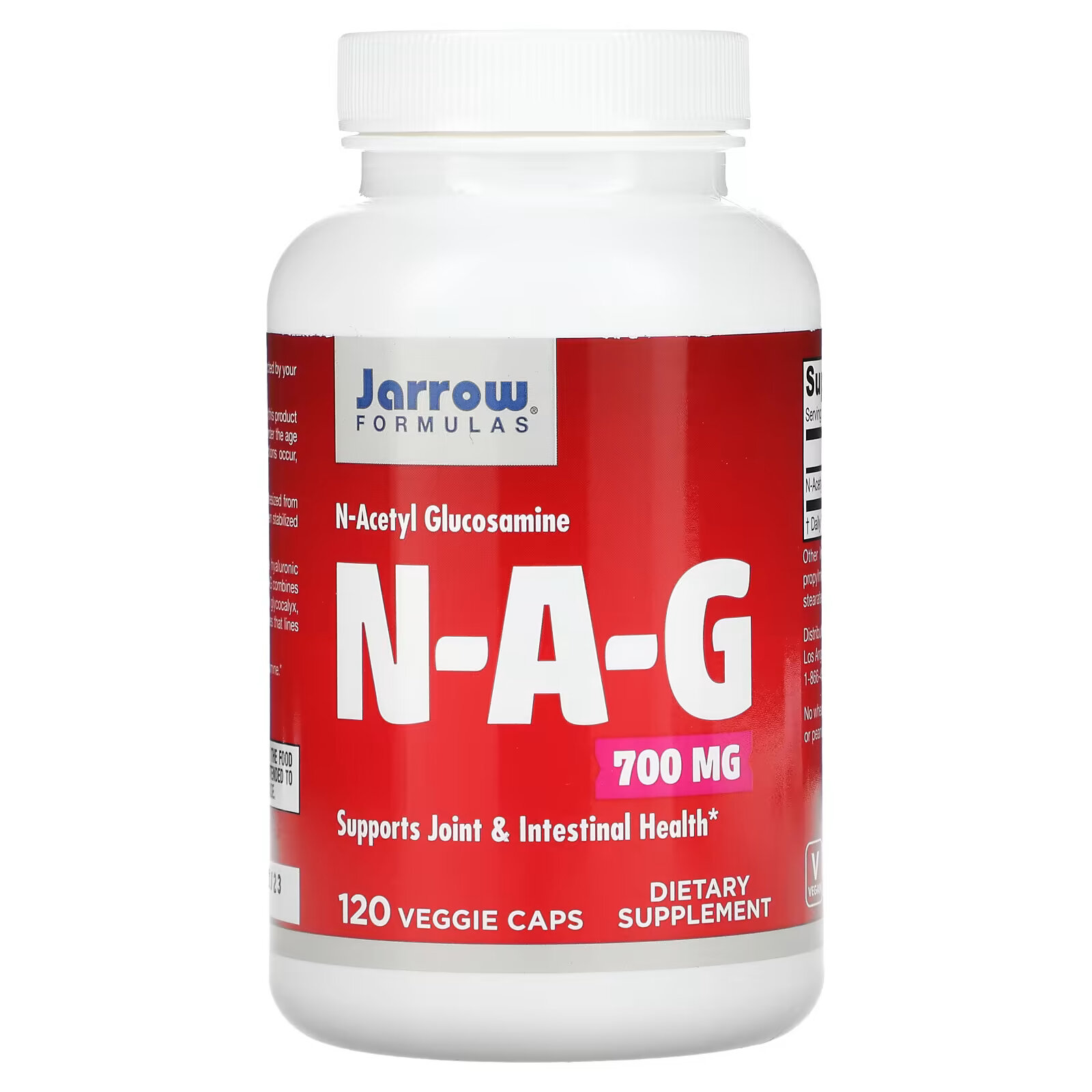 Jarrow Formulas, NAG, 700 мг, 120 растительных капсул jarrow formulas гиалуроновая кислота 120 мг 120 растительных капсул