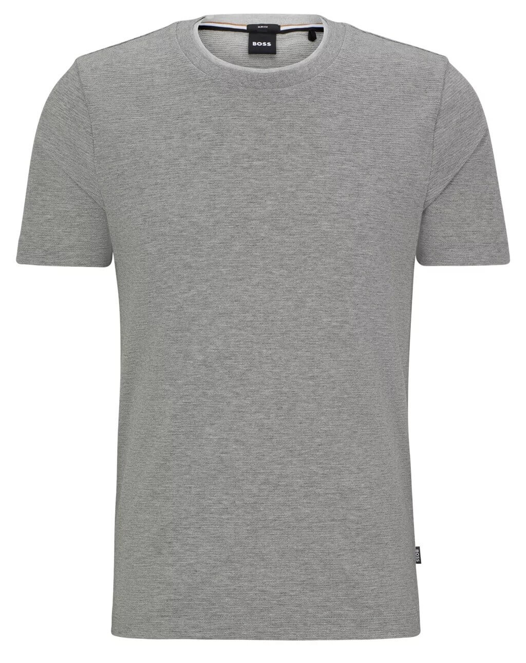 

Футболка Boss Slim-fit In Structured Cotton With Double Collar, серый