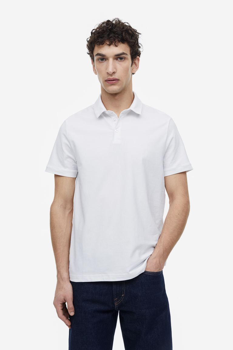 Рубашка поло узкого кроя H&M, белый рубашка поло узкого кроя h