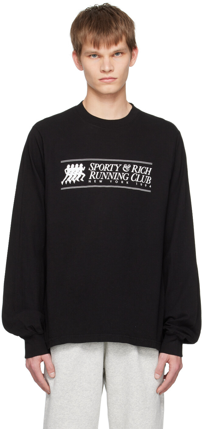 

Черная футболка с длинным рукавом 94 Running Club Sporty & Rich, Черный