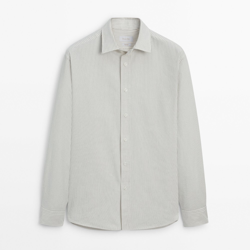 Рубашка Massimo Dutti Relaxed-fit Striped Cotton, кремовый рубашка massimo dutti regular fit striped poplin cotton белый