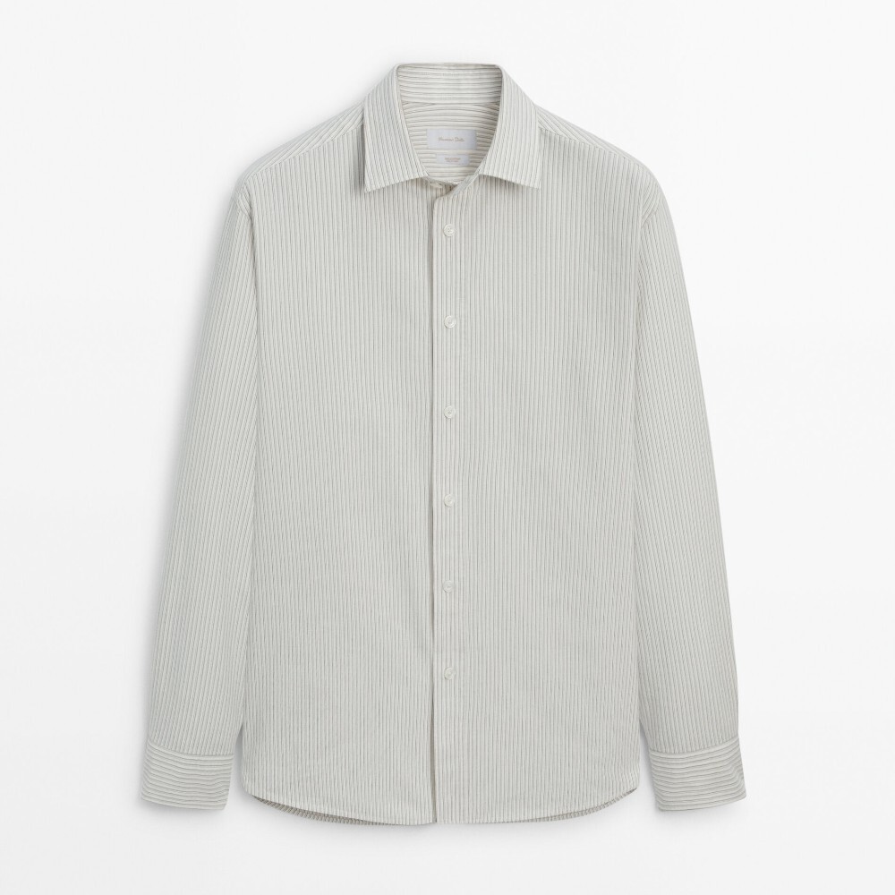 

Рубашка Massimo Dutti Relaxed-fit Striped Cotton, кремовый