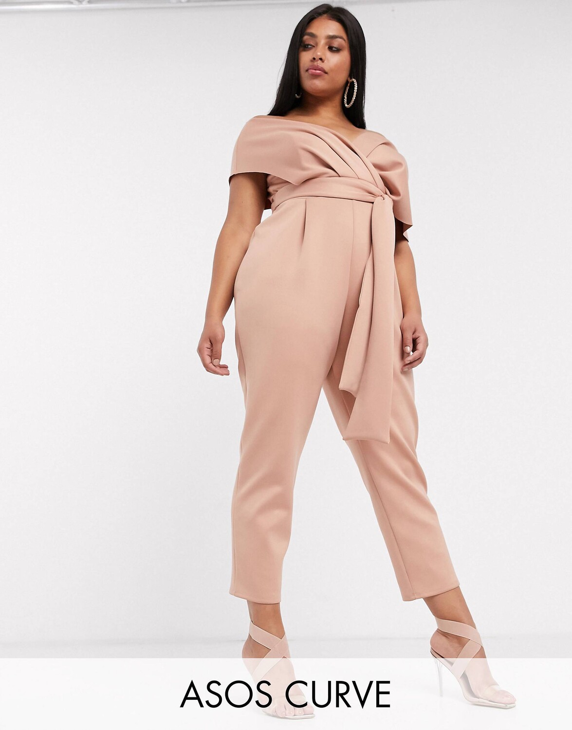 

Розовый комбинезон с заниженными плечами ASOS DESIGN