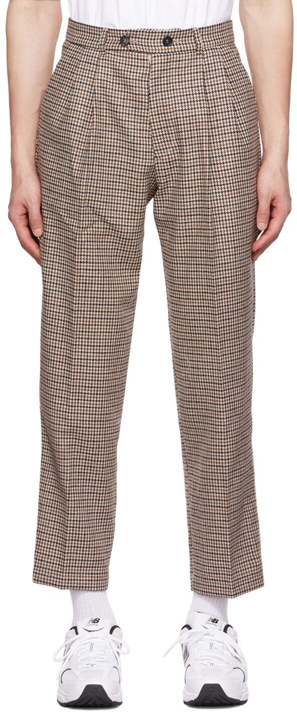 

Off-White и бордовые брюки со складками Manors Golf