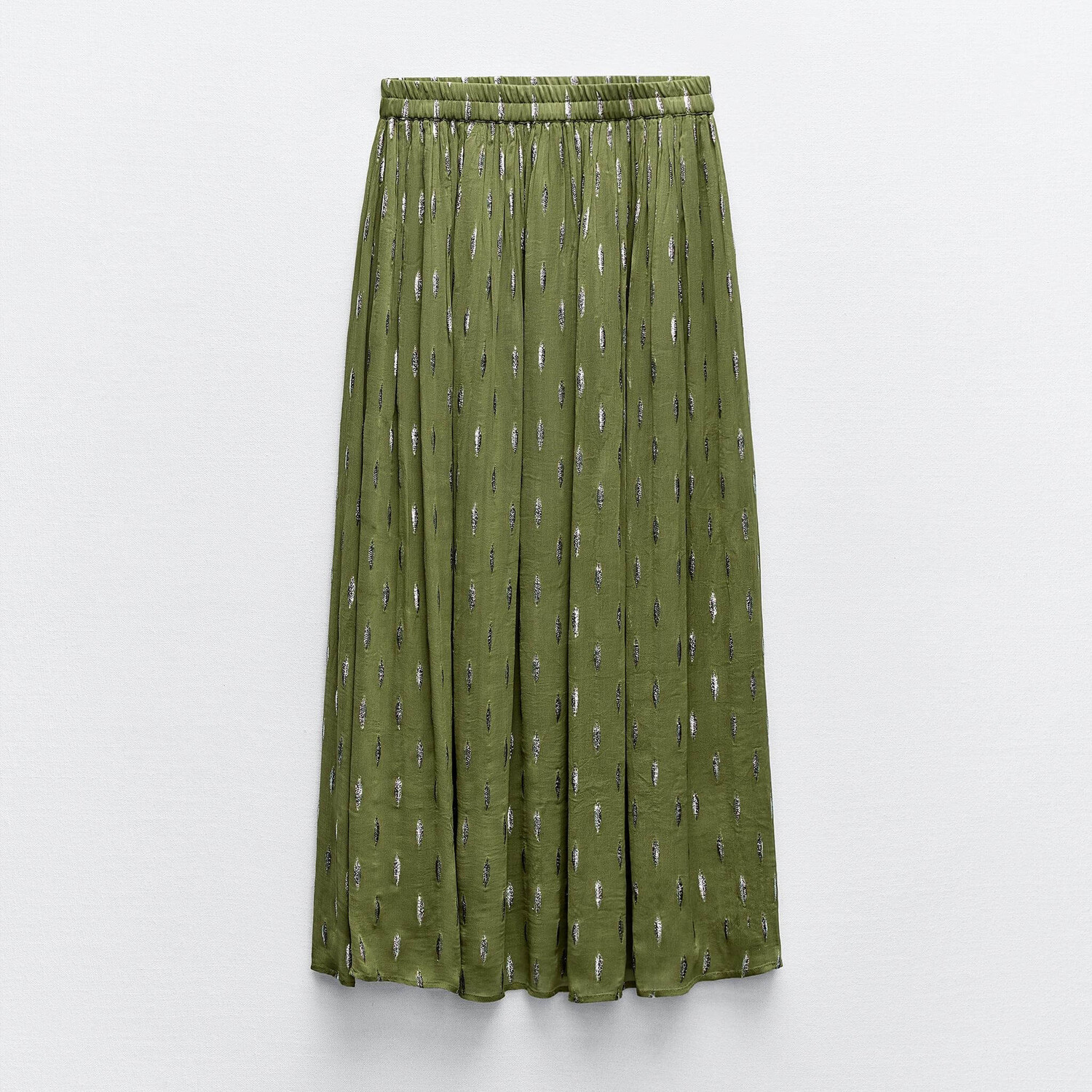 

Юбка Zara Boho With Metallic Thread, хаки