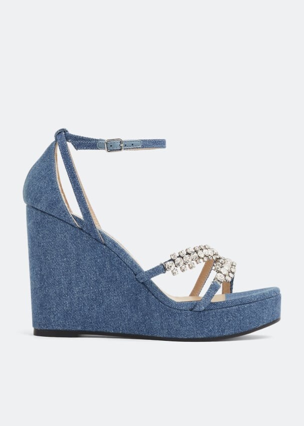 

Сандалии JIMMY CHOO Bing wedge 120 sandals, синий